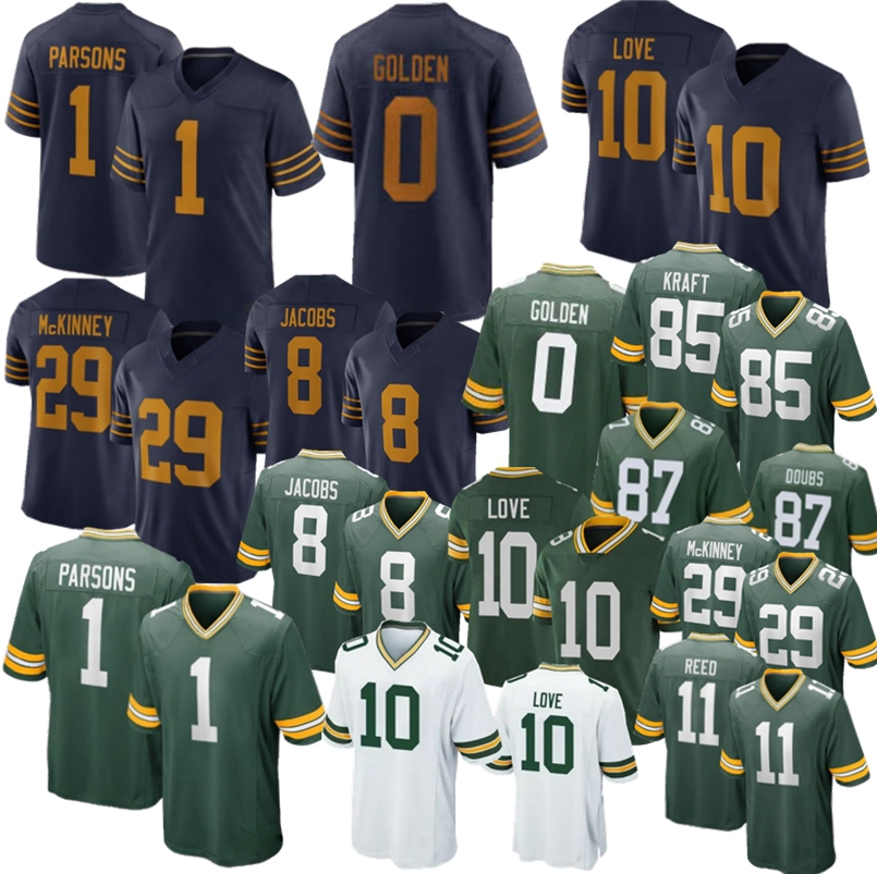 Green BayS PackersS Jersey Love Aaron Josh Jacobs Golden Micah Parsons Football Jersey KRAFT McKinney Jerseys