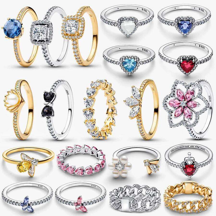 2026 New 925 Silver Sparkling Princess Noble Heart Crown Shell Bee Plant Specimen Ring Festival Exquisite DIY Charm Jewelry Gift