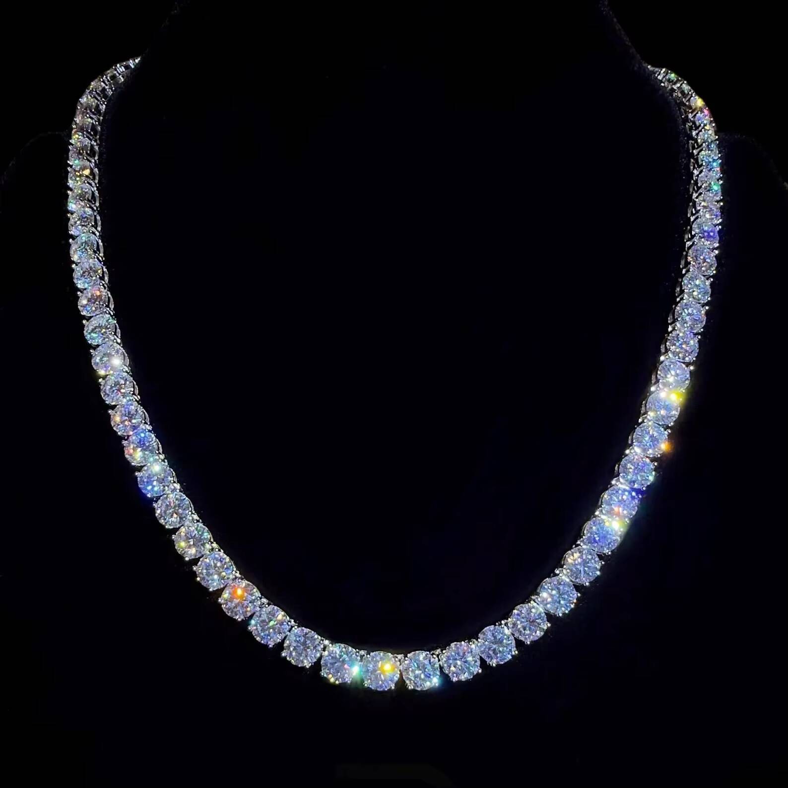 Head Turner Icy Vvs 8mm Moissanite Dazzling Iced Out Hip Hop Tennis Necklace 925 Sterling Silver Bling Moissanite Tennis Chain