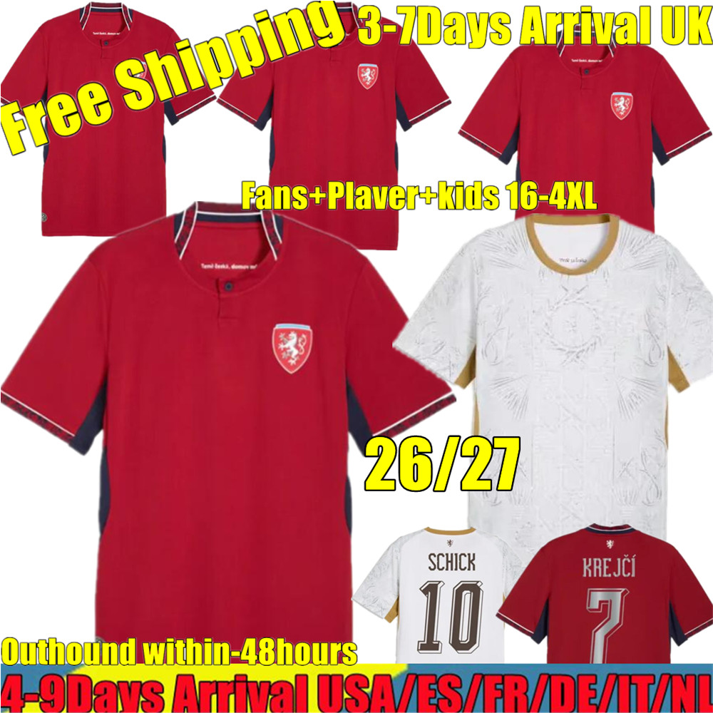 4XL 26 27 Czech Republic Soccer Jerseys VITIK KREJCI SCHICK DOUDERA SULC CHORY SOUCEK POBORSKY NEDVED Czech Home red National team 1996 Retro mens kit football shirt