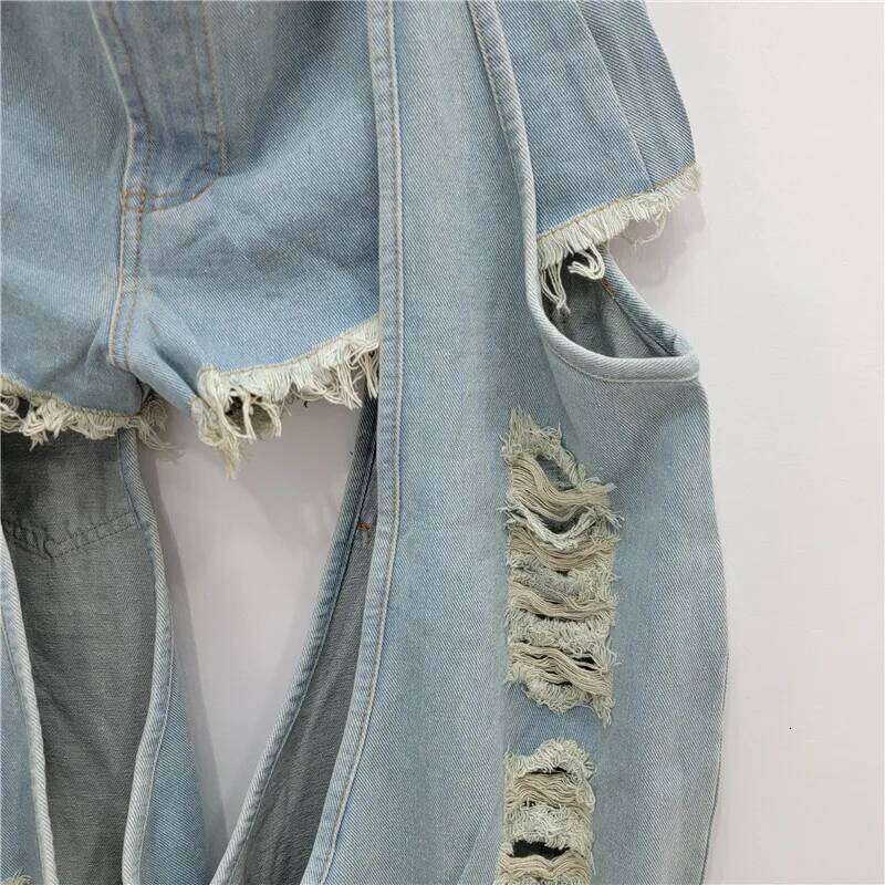 gestring Women Autumn Hole Belt Low Waist Denim Pants Fashion All Match Loose Casual Long Straight Jeans New MAKOUFEI