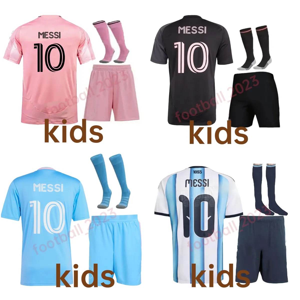 26-27 World Cup Miami football jersey Messi No10 childrens set Argentina national team training uniform