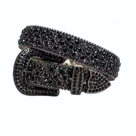 Designer High-end fashion trendy European and American style decorative belt with diamonds, shiny and stylish, versatile belt for street jeans