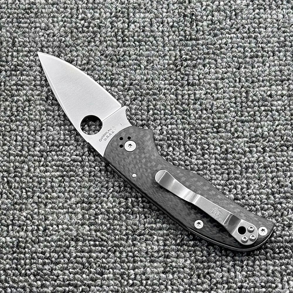 C41 Carbon Fiber Handle Folding High Hardness Outdoor Camping Wilderness Survival Pocket Tool Knife