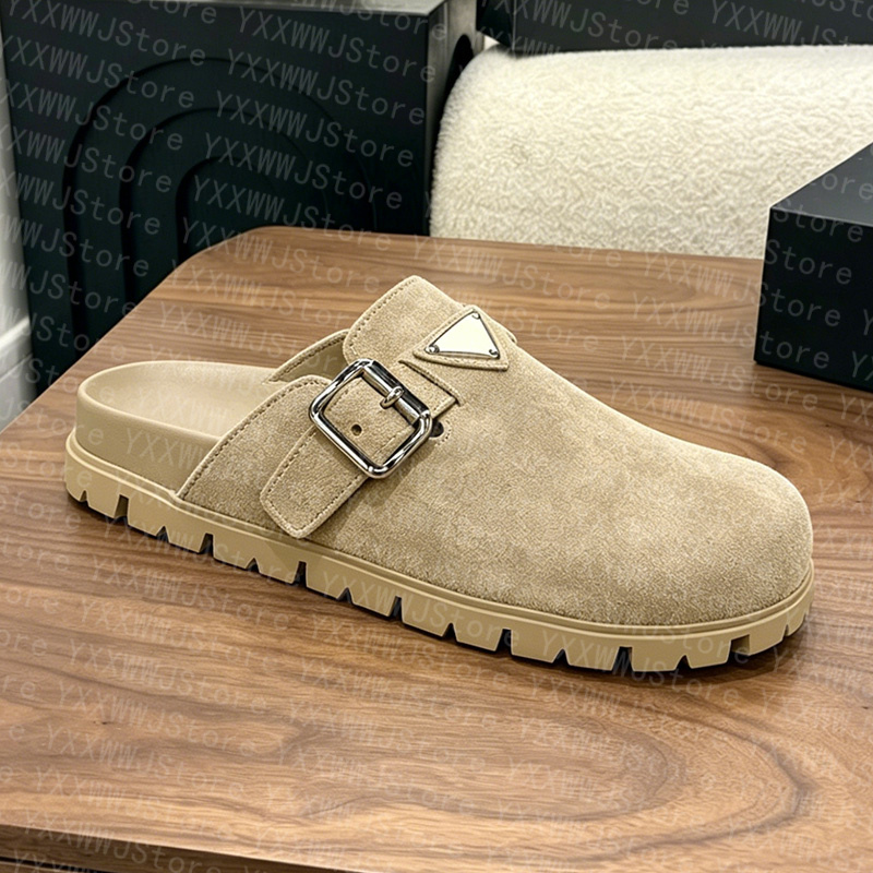 Designer Clog Mules Suede Sandal Flat Strap Slides Platform Slipper Pool Clogs Summer Beach High-quality Women Size 35-41