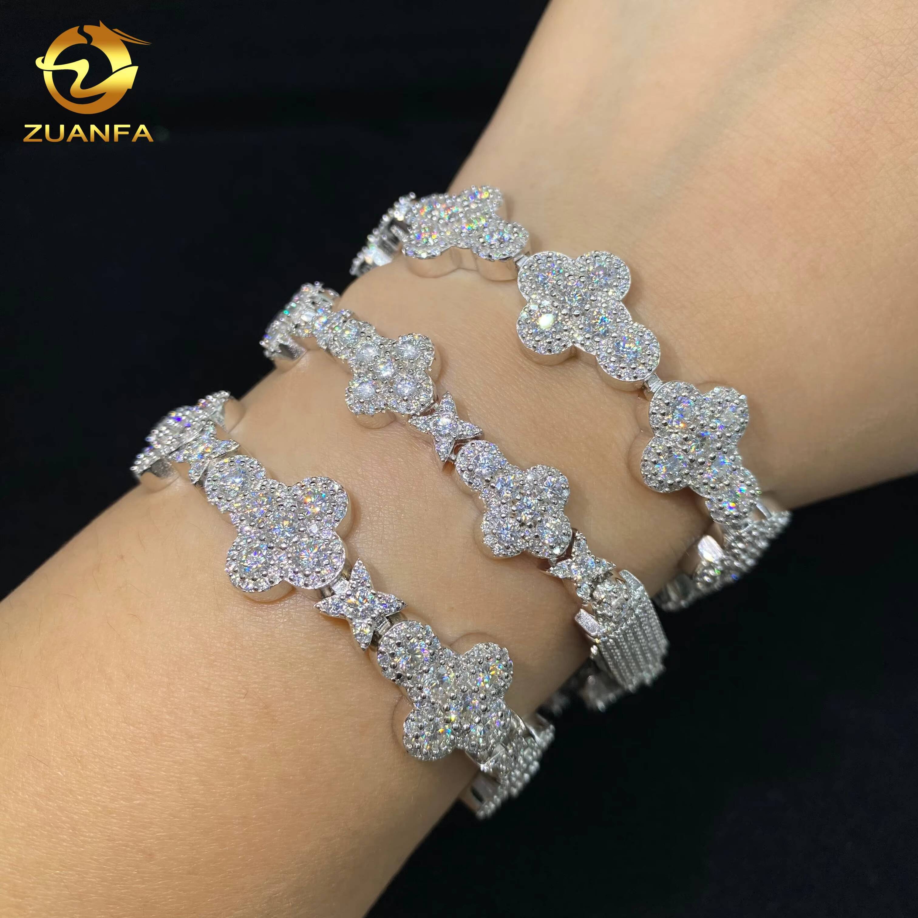 10mm 13mm GRA Certificate Iced Out Custom VVS Moissanite Diamond 925 Silver Hip Hop Jewelry Cross Cuban Link Chain Bracelet