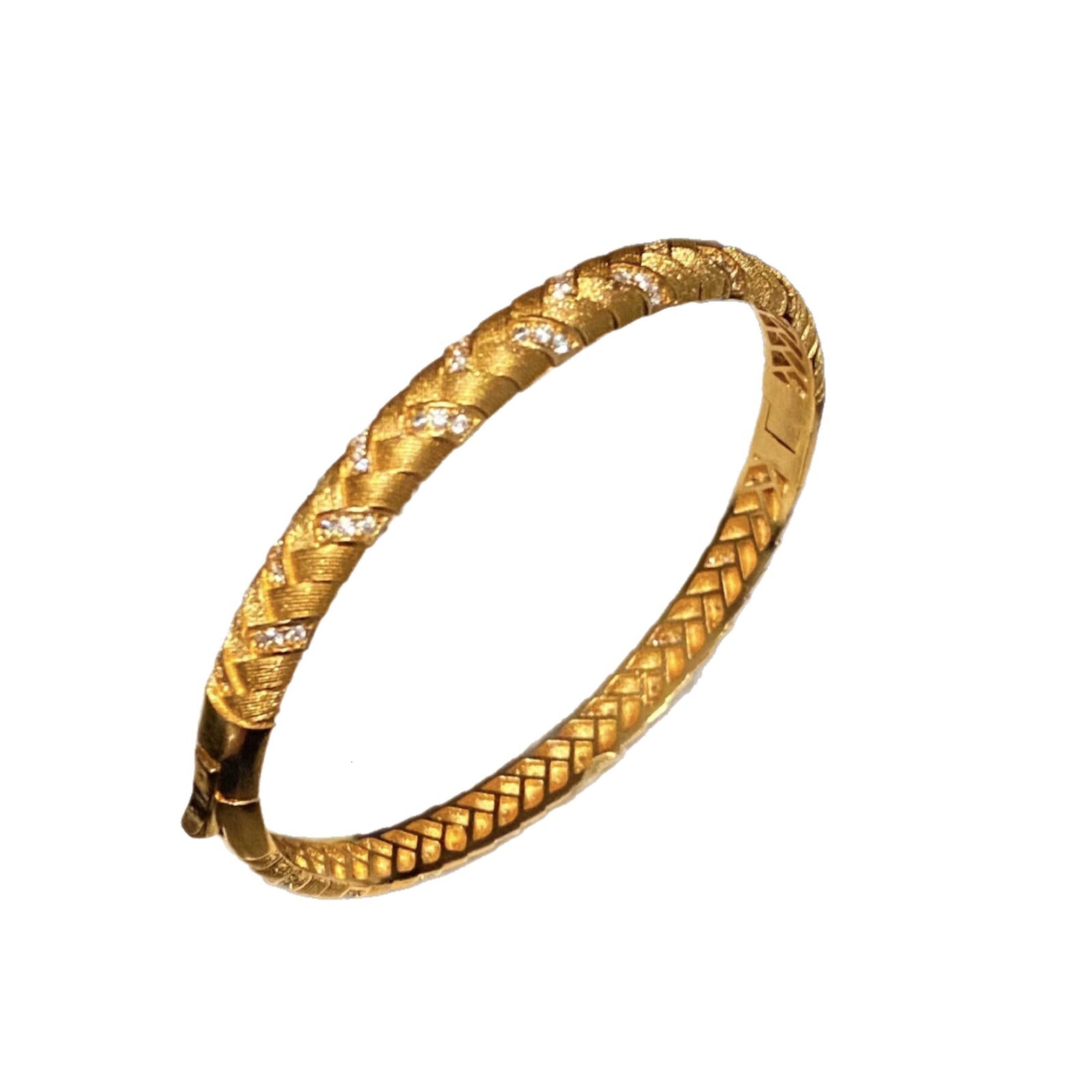 Real gold-plated zircon wheat ear brushed bracelet, light luxury high-end feel, fashionable versatile wrist accessory with a unique design