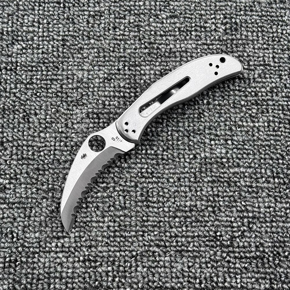 C08 steel handle folding knife, high hardness, outdoor camping wilderness survival multi-functional pocket tool knife