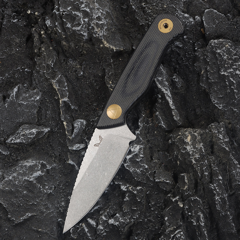 203BT Tactical Fixed Blade Knife - D2 Steel Blade with Hemp Handle, Outdoor Survival Hunting EDC Camping Hiking Knife