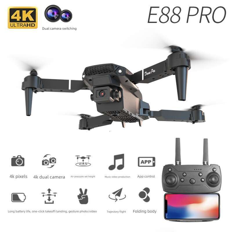 Foldable E88pro RC Drone, HD Aerial Photography Quadcopter, Altitude Hold, Long Endurance, Portable Beginner Aircraft, Kids Outdoor Remote Control Toy