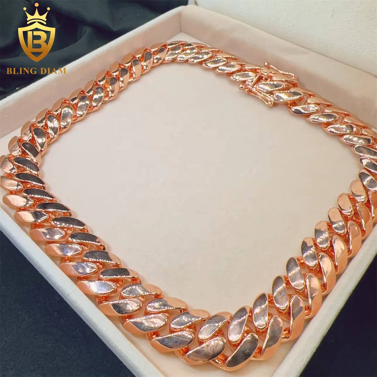Fashion Hip Hop Fine Jewelry Iced Miami Cuban Link Chain Bracelet Sterling Silver 925 Necklace