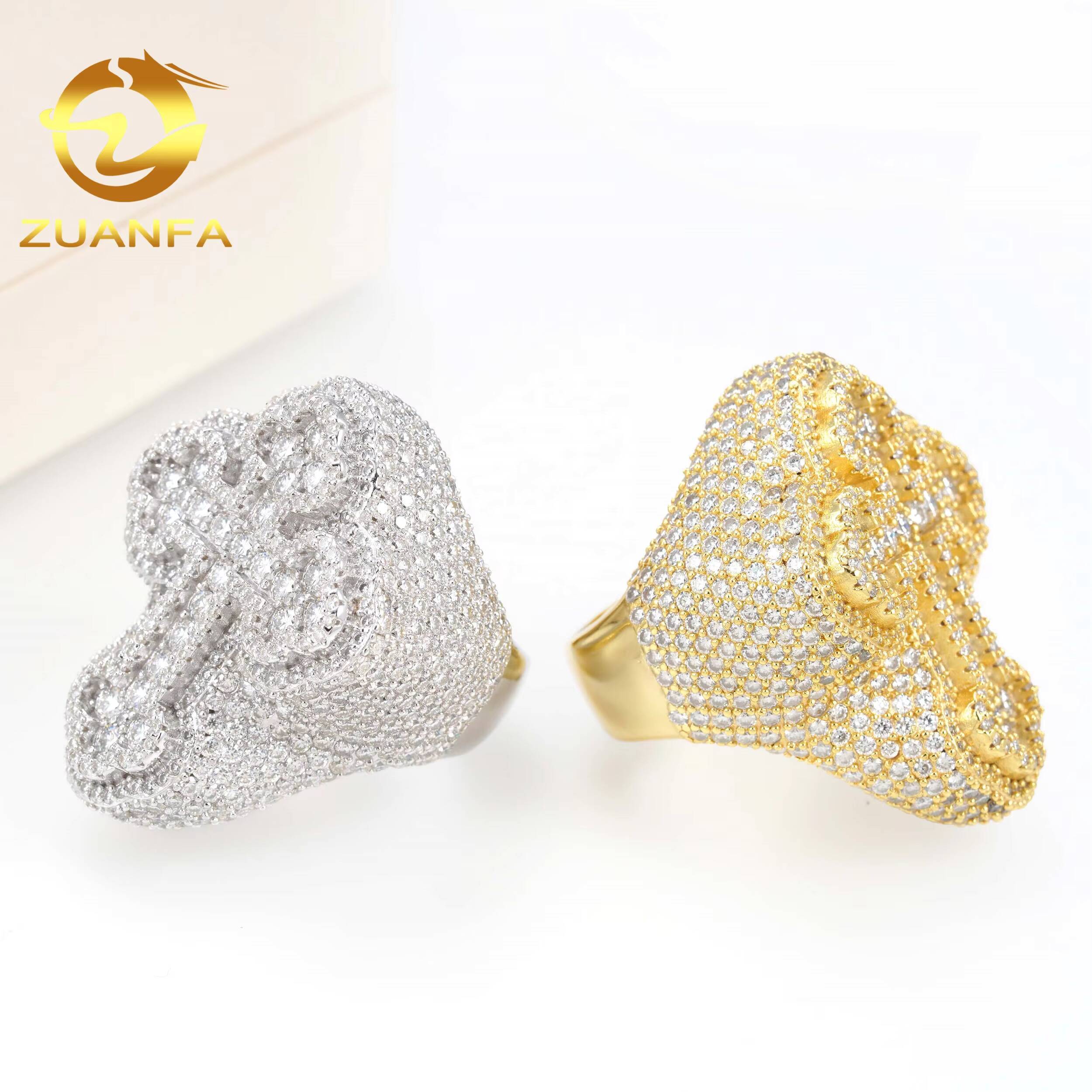 Factory Price 925 Silver Top Quality Moissante Diamond Cross Iced Out Mens Hip Hop Rings
