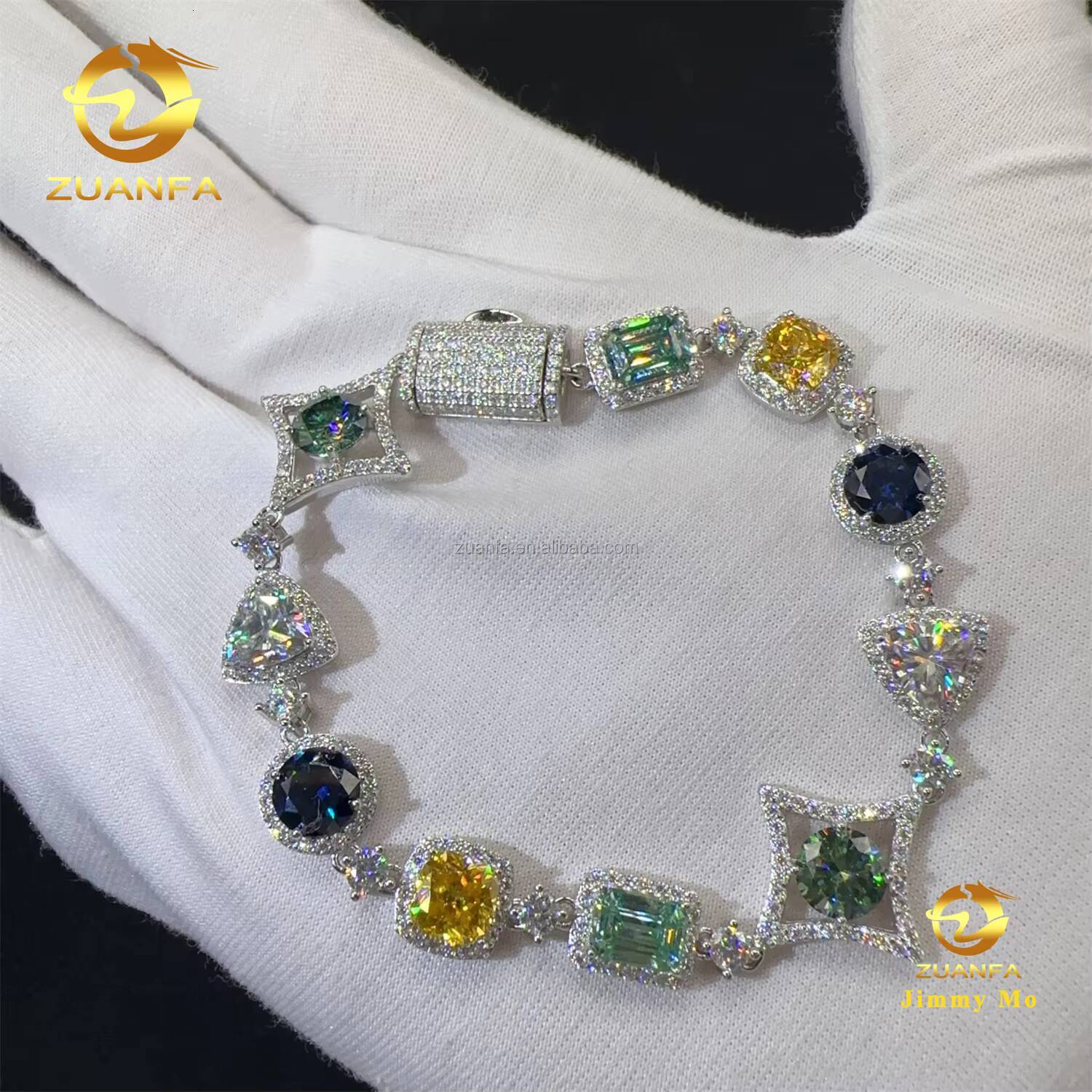 New Design GRA Certificate Pass Diamond Tester Iced Out Hip Hop S925 Colorful Moissanite Diamond Fashion Jewelry Tennis Bracelet