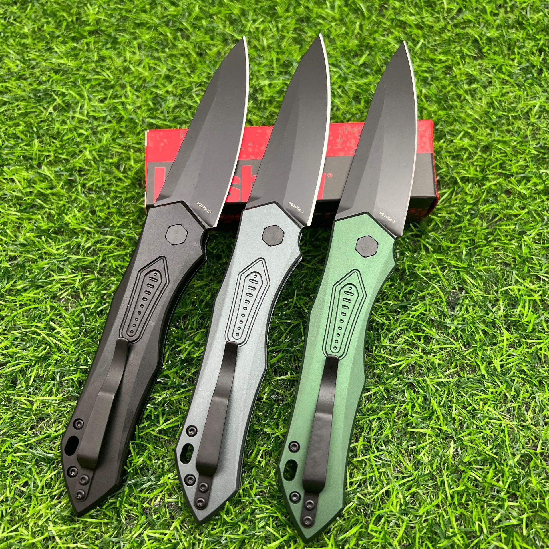 KS 7800 Blk Launch 6 Pocket Knife 3.75" Blade CPM154 Steel Treated Aluminum Handle Outdoor Tactical EDC Hunting Knife Men's Gift
