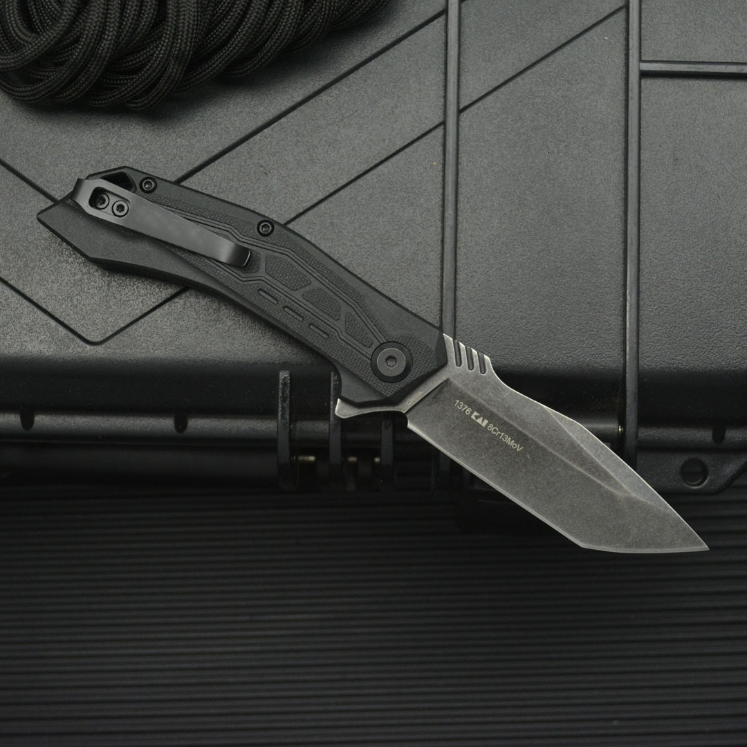 KS 1376 Stainless Steel Folding Knife - 8Cr13Mov Blade - Nylon Fiber Handle - Portable Household Fruit EDC Carry Tool Knife