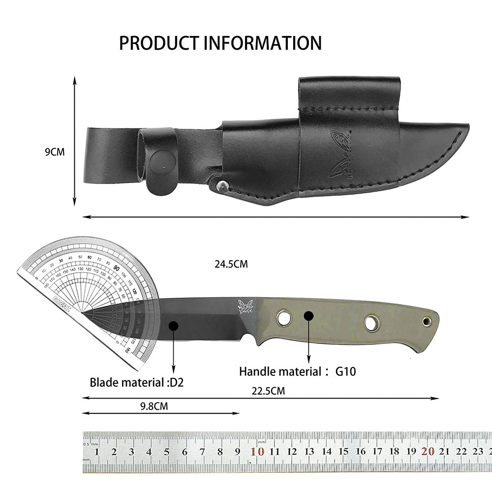 Portable Outdoor Rescue Defense BM 163 Fixed Blade Knife Sharp D2 Blade Tactical Survival Knives G10 Handle EDC Camping Tools