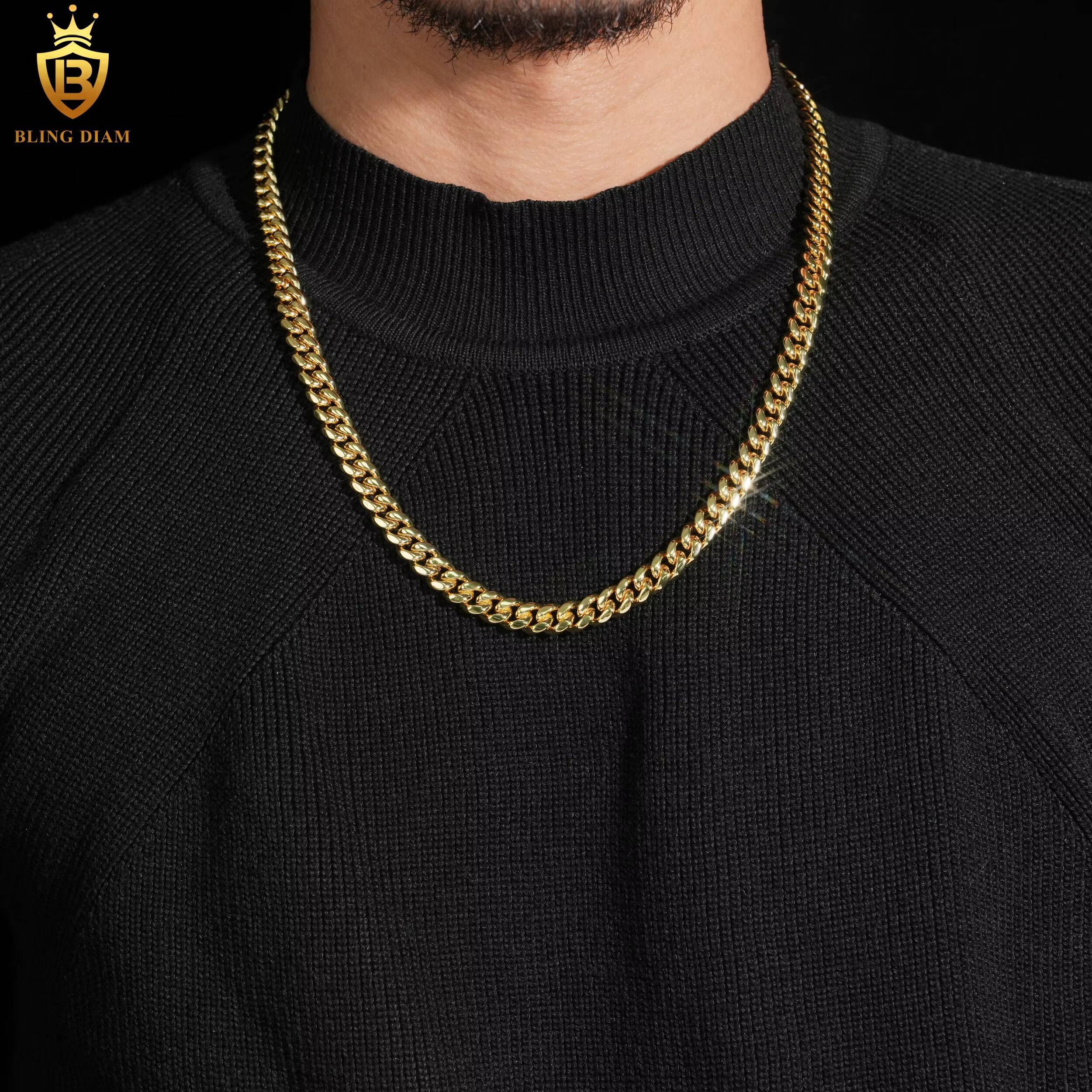 Hot Sale HipHop Style Cuban Chains Mens 925 Silver VVS Moissanite Clasp 10MM Stainless Steel Link Chains Past Diamond Test GRA
