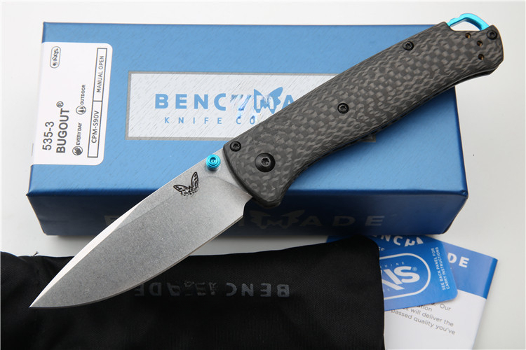 BM 535-3 carbon fiber handle Damascus steel blade outdoor camping Hiking Tactical Tool Rescue multi-purpose pocket folding knife