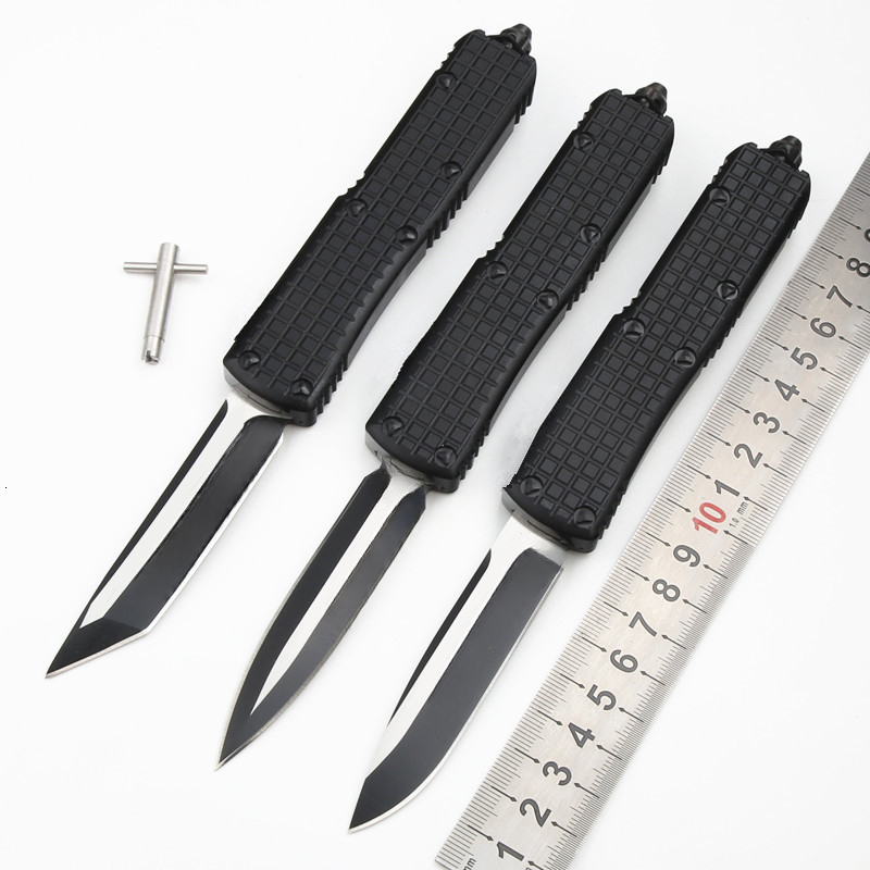 ut85 Black Portable Travel Pocket Knife, Outdoor Camping Hiking Tactical EDC Knife, D2 Steel Blade Durable Aluminum Alloy Handle