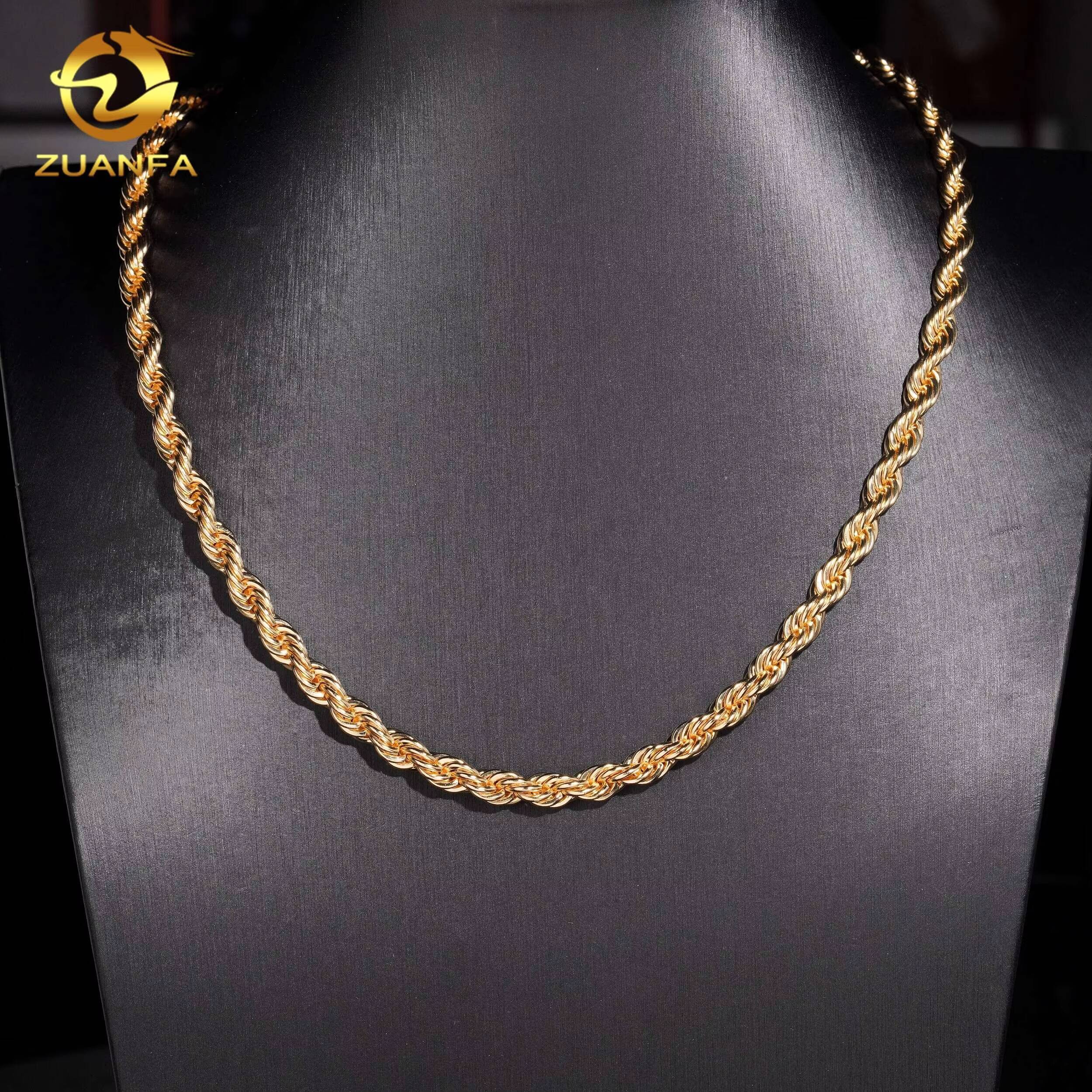 High Quality Factory Price Hip Hop Twist Moissanite Clasp Stainless Steel 6mm Rope Chain