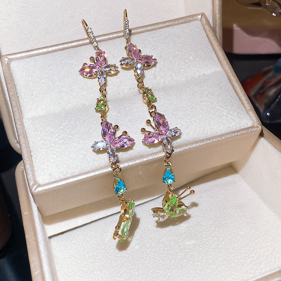 French-style crystal tassel with diamonds, European and American exaggerated design earrings, niche fashion earrings - view 5