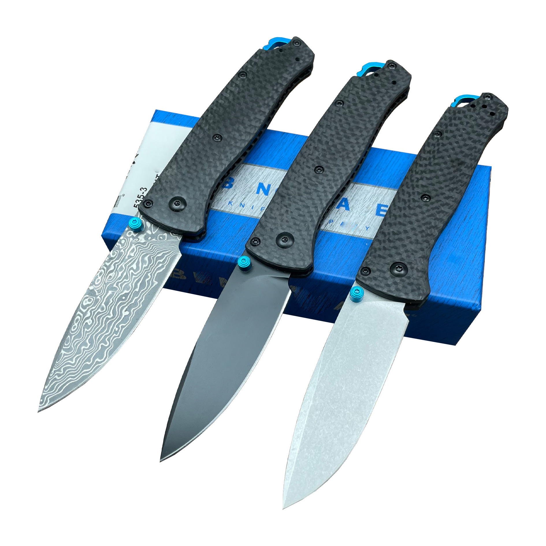 BM 535 Folding Knife Damascus steel Blade Carbon Fiber Handles Sharp Field Hunting Knife Survival Tactical Tool with Pocket Clip