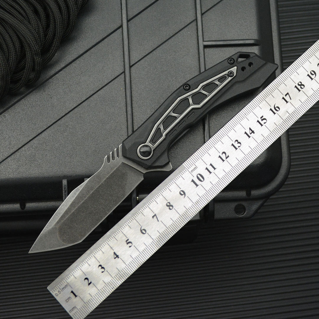 KS 1376 Stainless Steel Folding Knife - 8Cr13Mov Blade - Nylon Fiber Handle - Portable Household Fruit EDC Carry Tool Knife