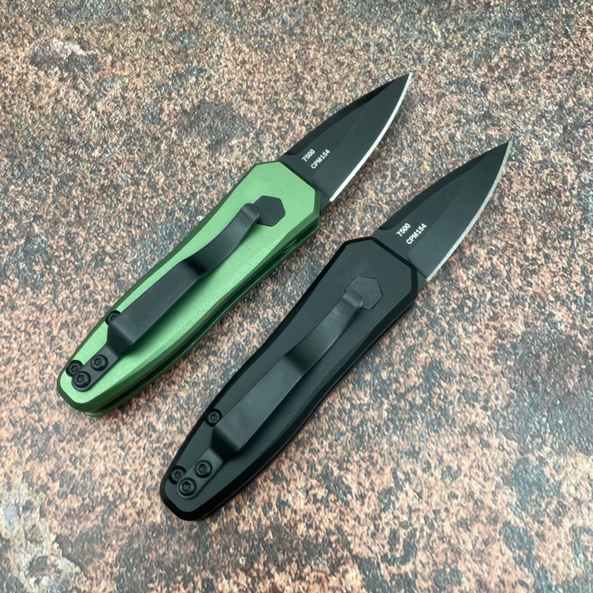 7500 folding pocket knife 1.9 inch black CPM154 blade, aluminum handle camping hunting fishing outdoor tool EDC