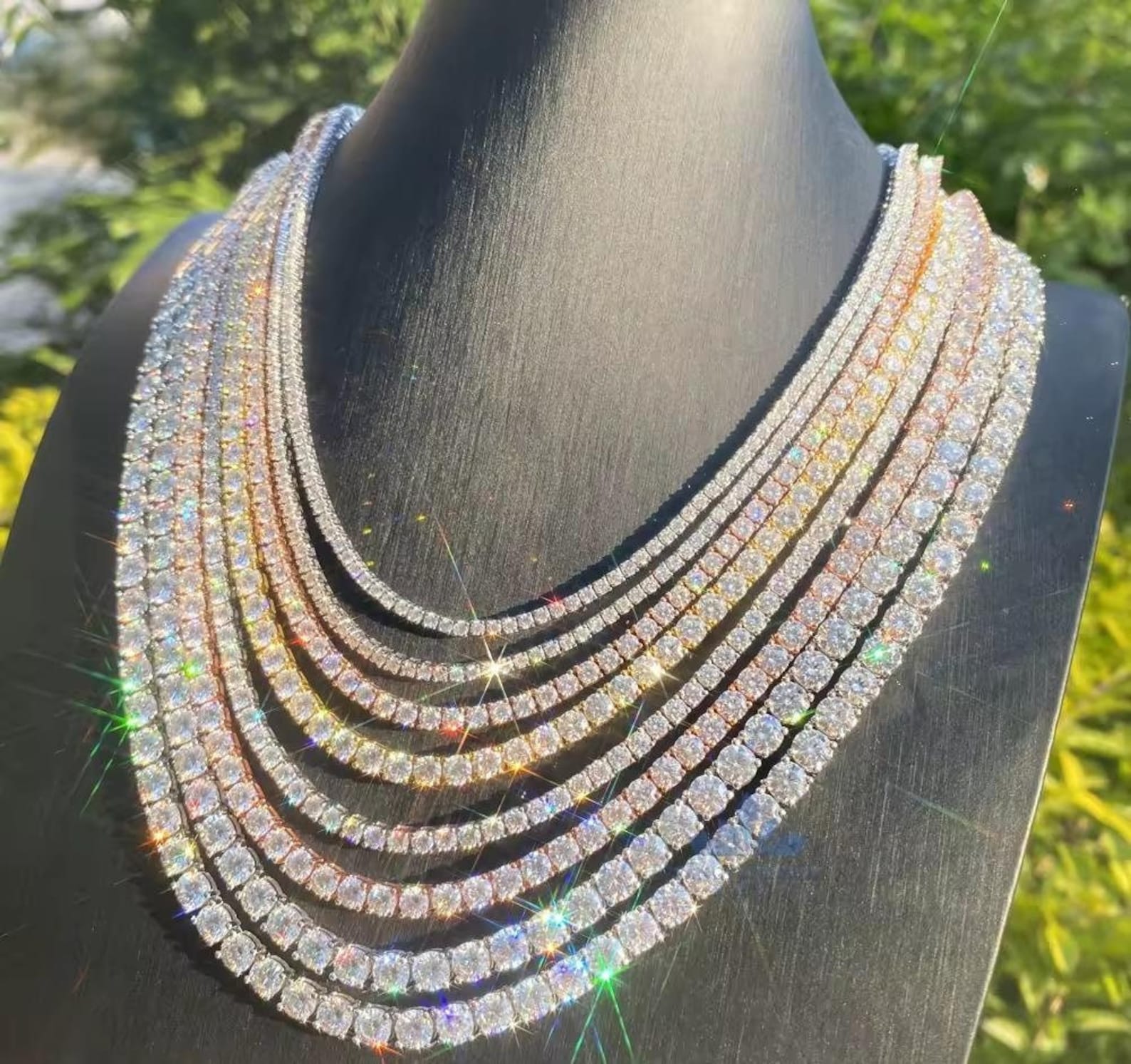 Tennis bracelet Tennis chain vvs moissanite chain hip hop 4mm iced out diamond sterling men woman tennis necklace valentines day gift