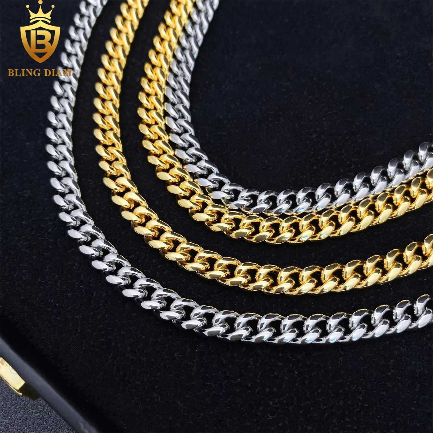 10mm Plain Chains Hip Hop Jewelry Cuban Link 925 Sterling Silver Vvs Moissanite Bust Down 18k Gold Plated Bracelet Necklace