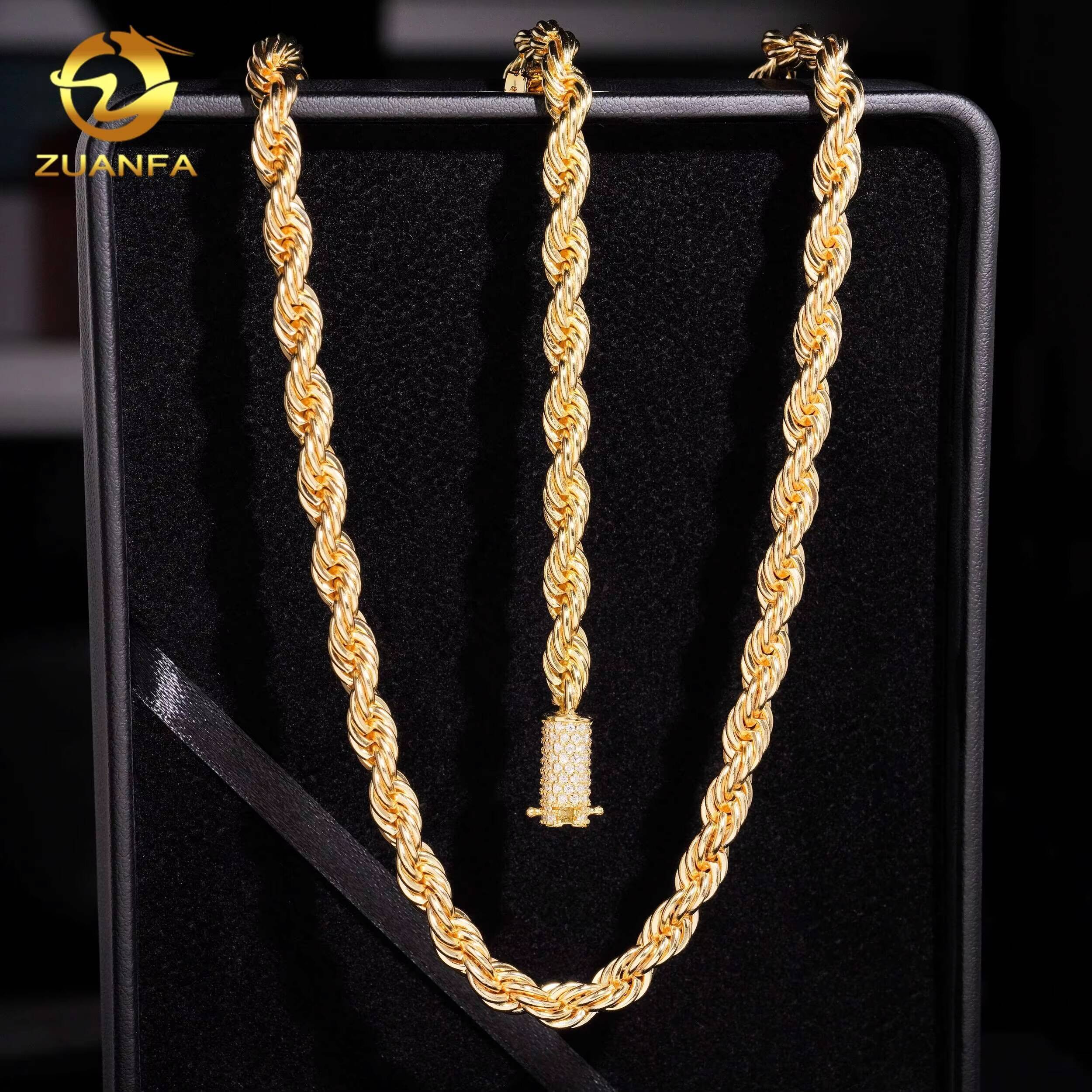 High Quality Factory Price Hip Hop Twist Moissanite Clasp Stainless Steel 6mm Rope Chain