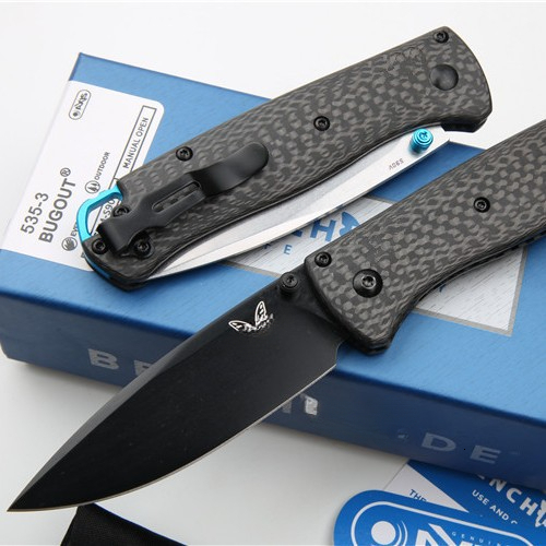 BM 535-3 carbon fiber handle Damascus steel blade outdoor camping Hiking Tactical Tool Rescue multi-purpose pocket folding knife
