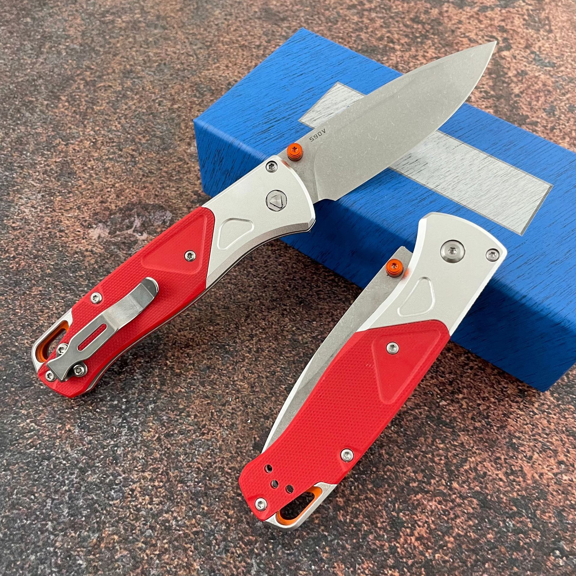 BM 535-09 Bugout AXIS Folding Knife Stonewashed Drop Point Blade Gray Aluminum Handles with G10 Outdoor EDC Tools Pocket Knives