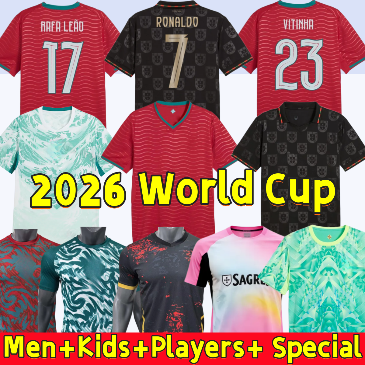 portugal Soccer Jerseys 26 27 B.FERNANDES Joao Neves EUSEBI0 JOAO FeLIX MANE World Cup football shirts 2026 2027 Men kit Portugal Child Shirt Kits Player national team