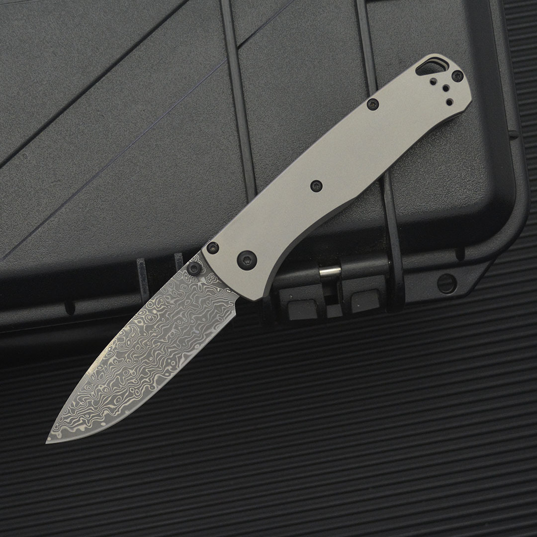 BM Mini 535-TI Damascus Titanium alloy Handles Bugout Folding Knife Outdoor camping hunting pocket EDC utility KNIVES