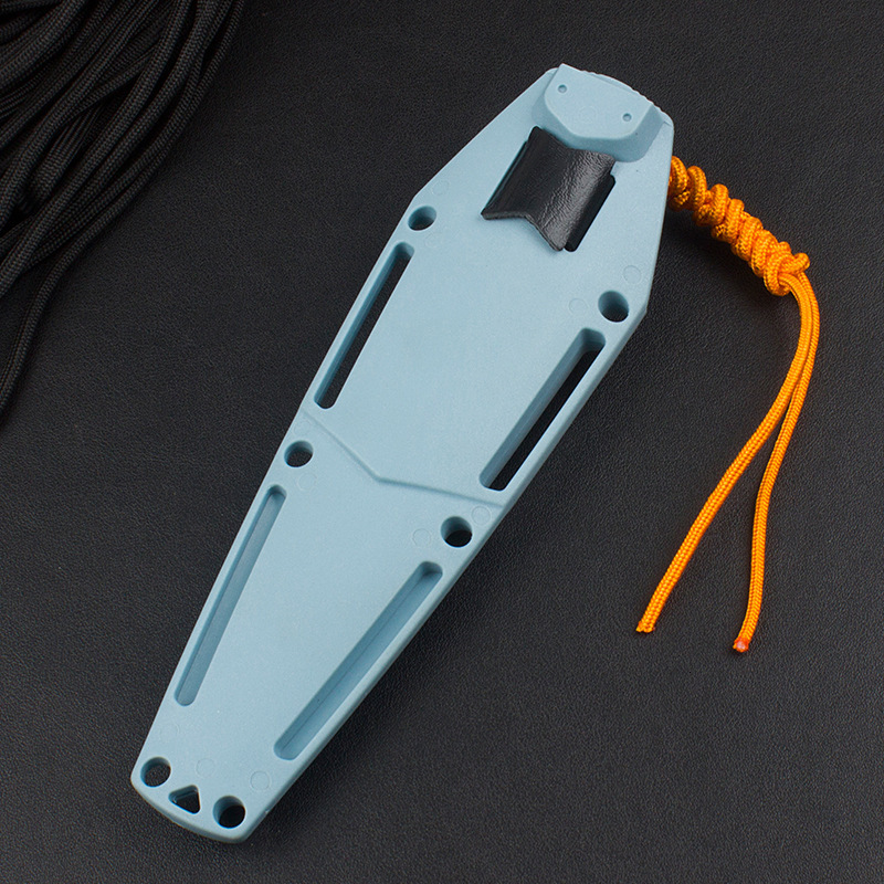 BM18050 2026 New Fixed Stone Washed Knife Blue TPV Handle Survival Small Straight Knife, K Sheath with Clip EDC Tool, Pocket Knife