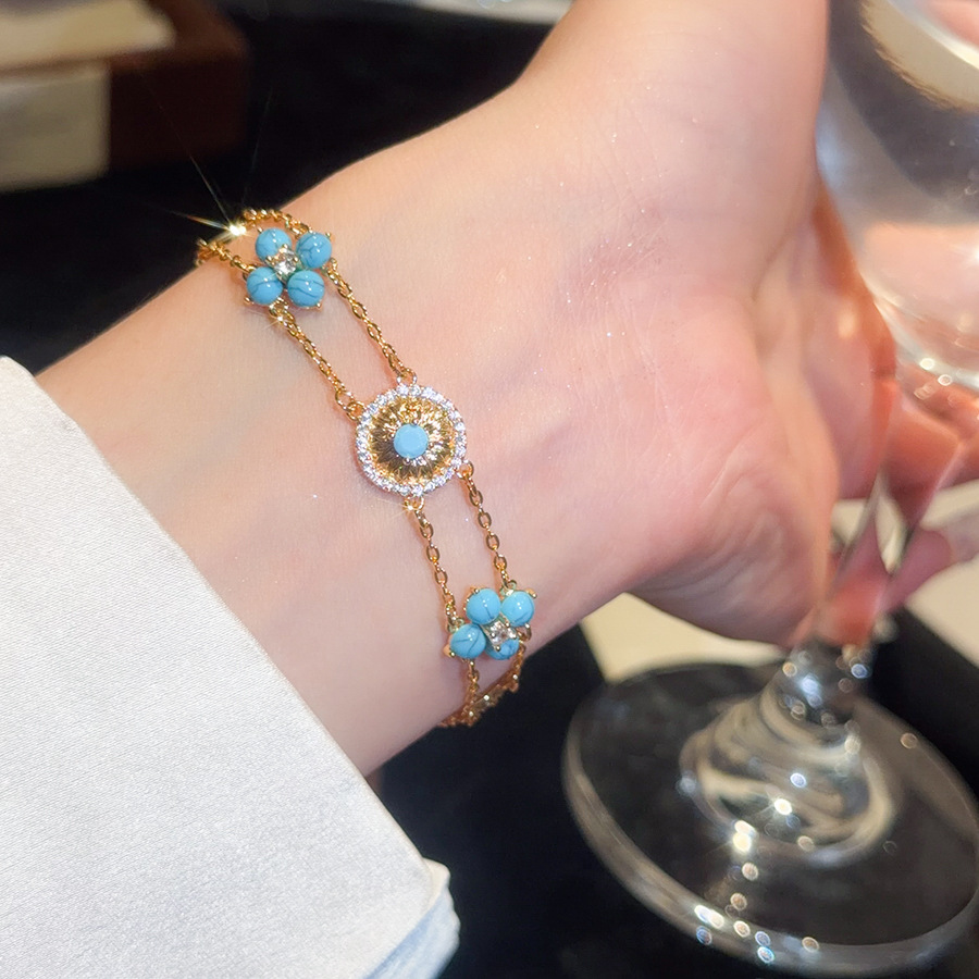 2026 Round Resin Flower Bracelet Ring Set, Elegant and Luxurious, High-end New Chinese Style Gentle Hand Accessory - view 5