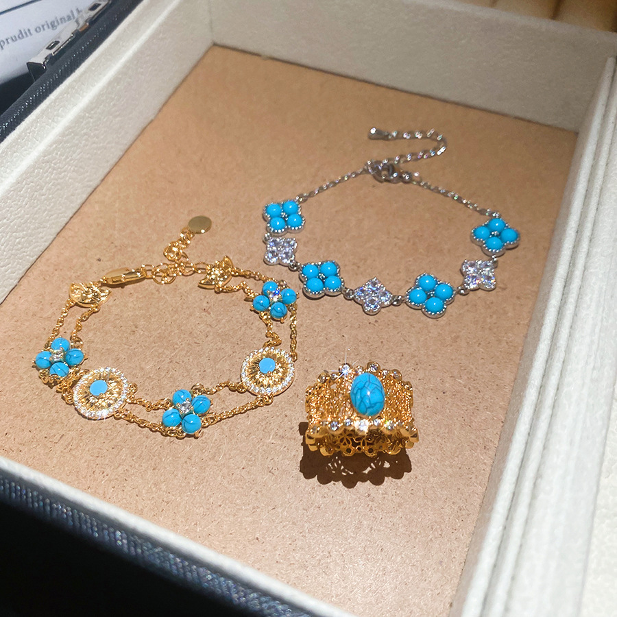 2026 Round Resin Flower Bracelet Ring Set, Elegant and Luxurious, High-end New Chinese Style Gentle Hand Accessory - view 8