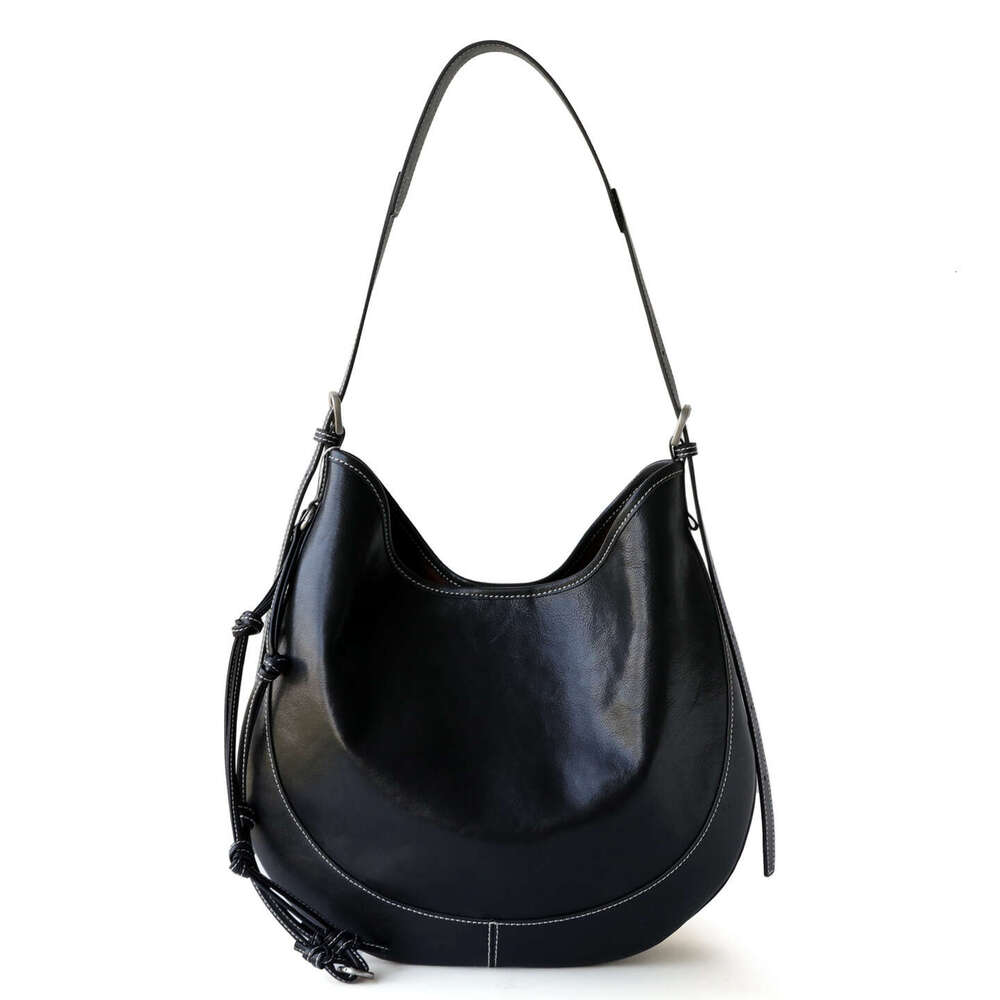 Niche Light Luxury Retro Saddle Bag Large Capacity Top Layer Vegetable Tanned Leather Casual Versatile Tote Handbag SENYY