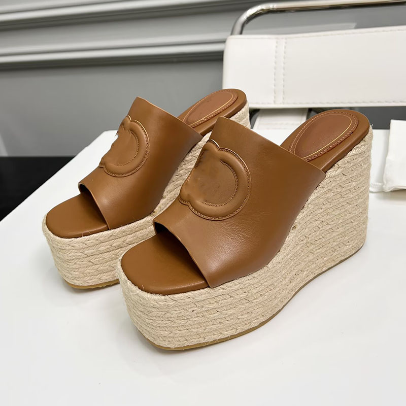 Summer high heels slippers designer platform heel sandals wedges shoes metal buckle thick soled comfortable women wedge sandal shoe
