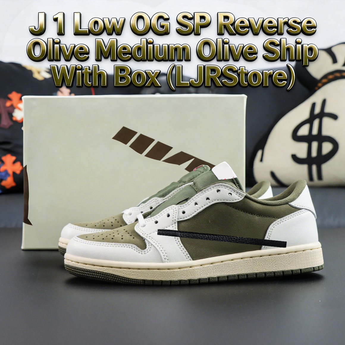 With Box 1 LJR Version Basketball Shoes Reverse Olive Medium Olive Sports Trainers Top Level Sneakers Available Size Eu 36-47