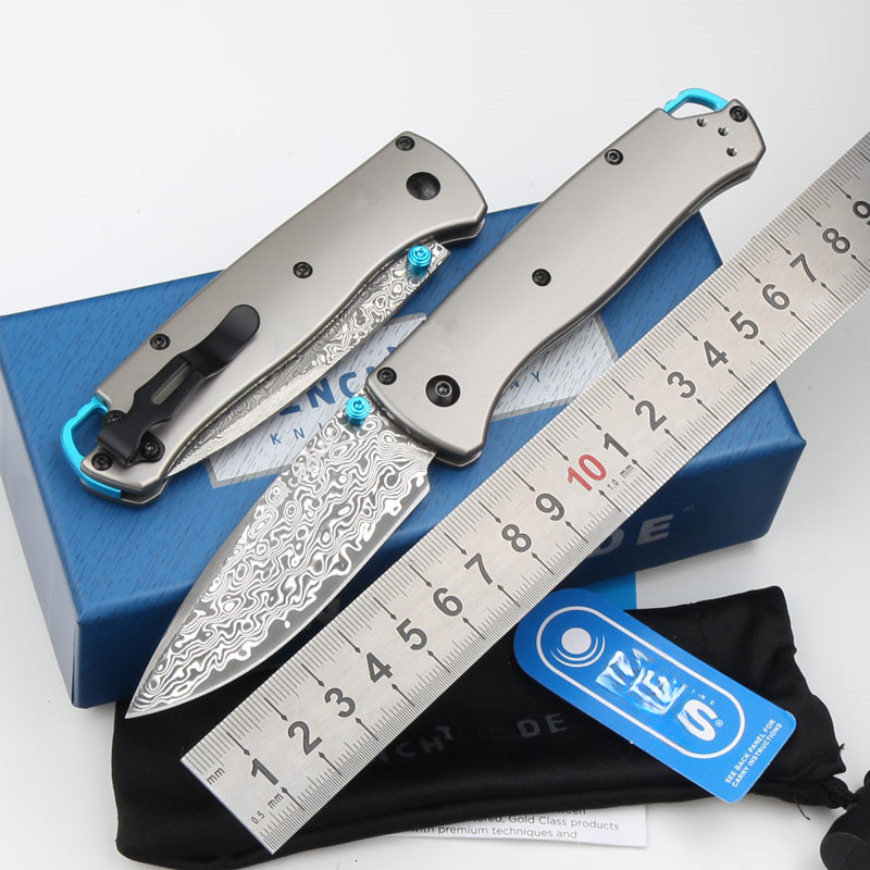 BM 533/535 Folding Knife Damascus Steel Blade Handles Sharp Field Hunting Knife Survival Tactical Tool with Pocket Clip Bench Made Kinves