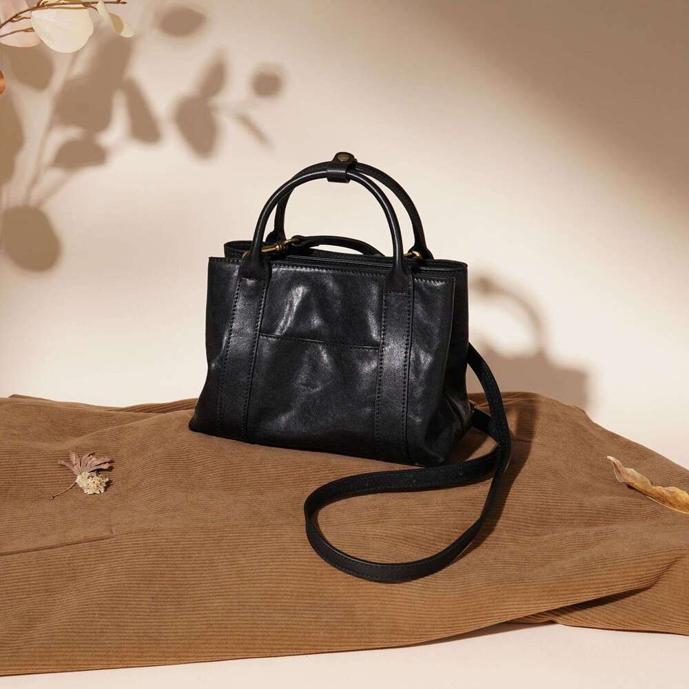 Vegetable Tanned Top Layer Cowhide Handbag Large Capacity Genuine Leather Fashion Casual Versatile Shoulder Crossbody Bag SENYY