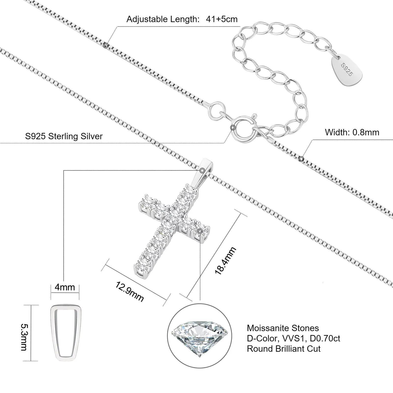 925 Sterling Silver Diamond Crucifix Pendant 14K White Gold Iced Out Jesus Christian Jewelry Moissanite Cross Necklace for Women