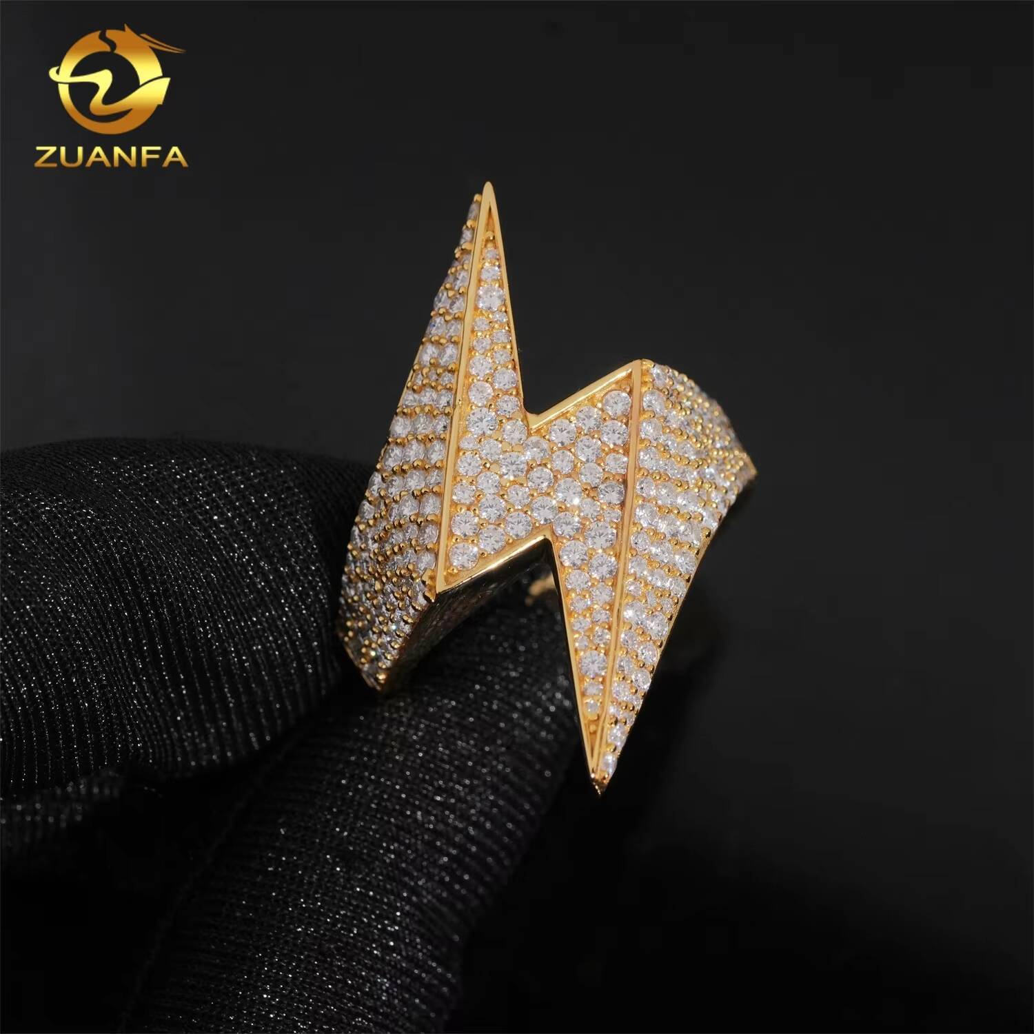 Hip Hop Jewelry 925 Sterling Silver High Quality Lightning Iced Out Men Diamond Moissanite Ring