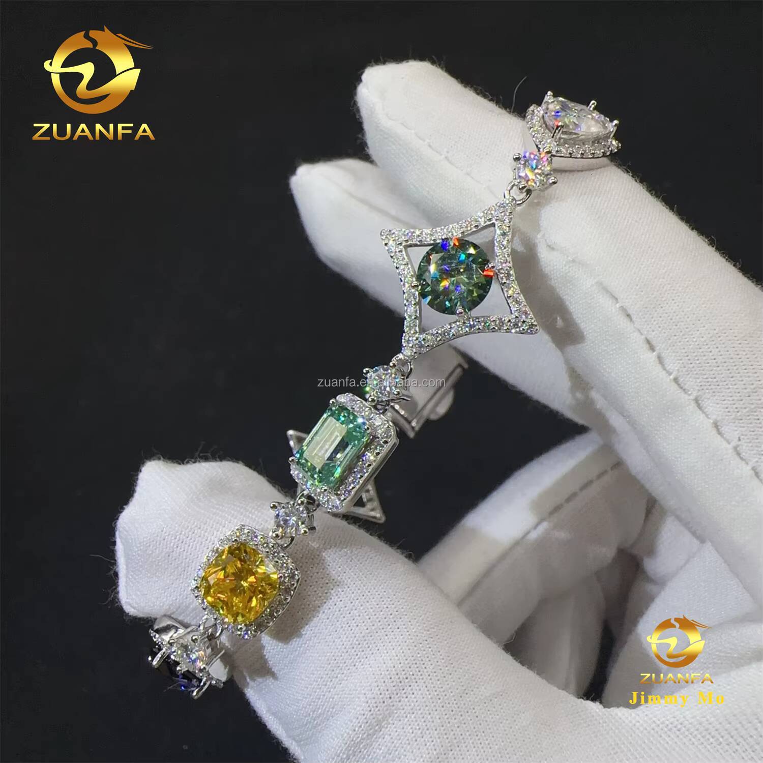 New Design GRA Certificate Pass Diamond Tester Iced Out Hip Hop S925 Colorful Moissanite Diamond Fashion Jewelry Tennis Bracelet