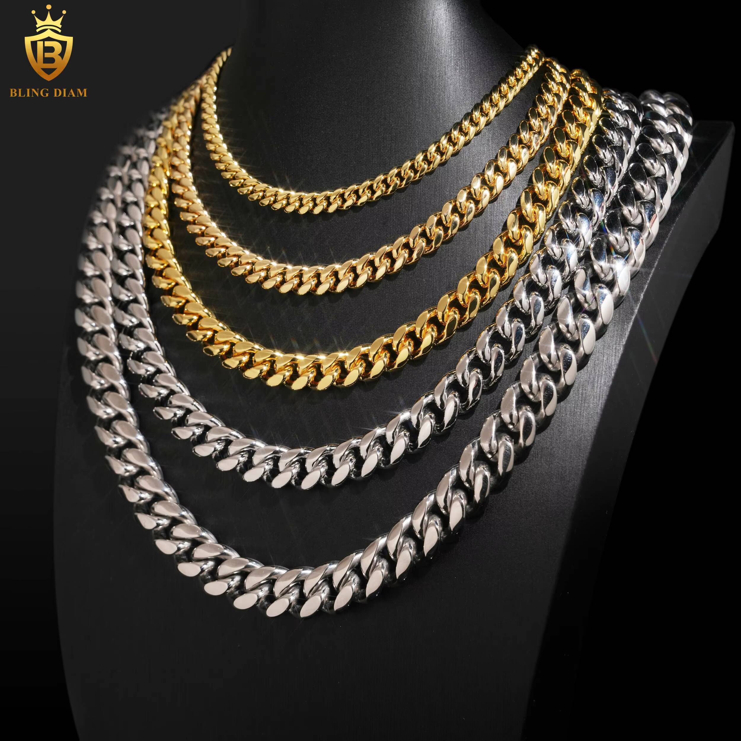 Hot Sale HipHop Cuban Chains 925 Silver VVS Moissanite Clasp 6/8/10/12/14MM Stainless Steel Link Chains Past Diamond Test GRA