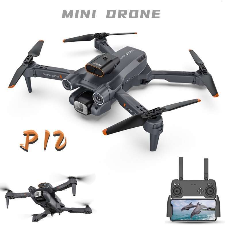 P12 Foldable RC Quadcopter, HD Camera Aerial Drone, Optical Flow Hover, Obstacle Avoidance Design, Portable Outdoor Kids Remote Control Aircraft CKS