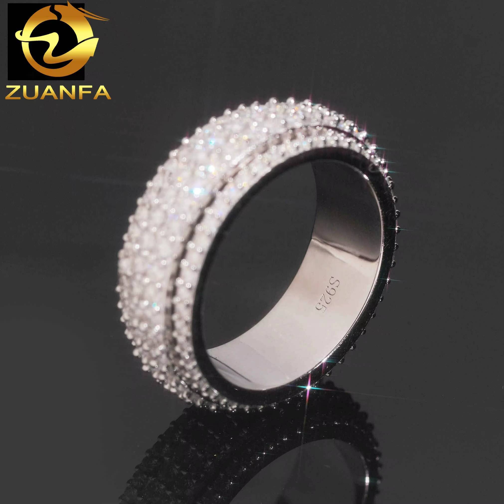 Custom Pass Diamond Tester Sterling Silver 925 Iced Out Hip Hop Mens VVS Moissanite Diamond Ring for Men