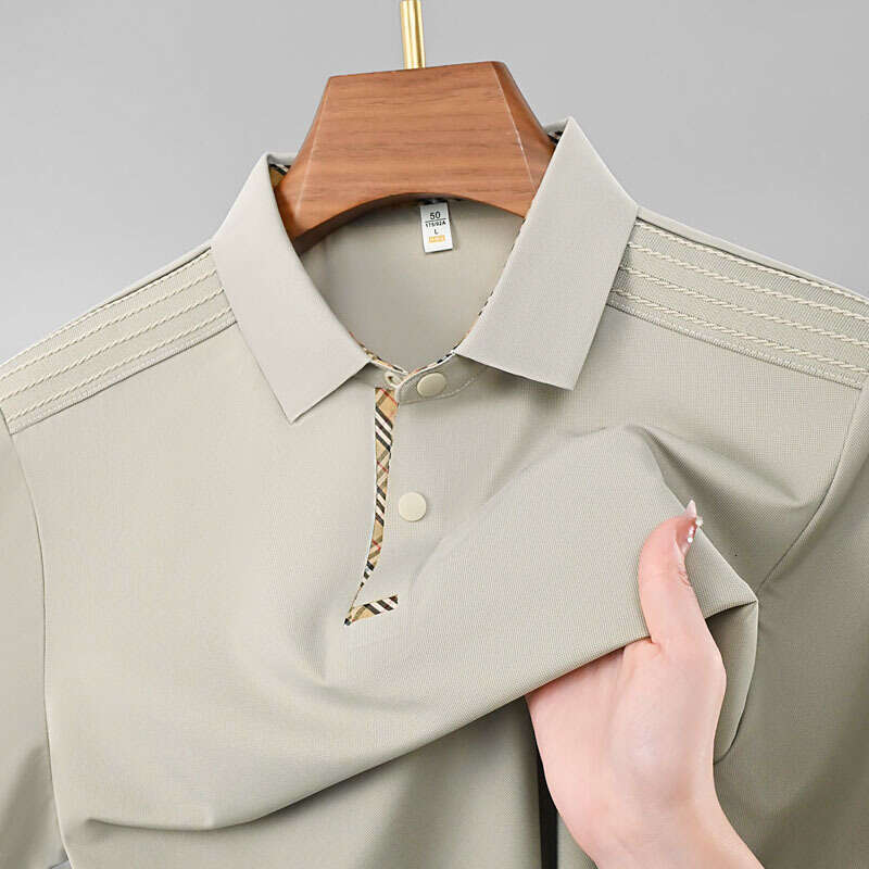 Men's Clothing Turn-Down Collar Design Color-Blocking Designer Fashion Plaid Quick-Drying Wear-Resistant Anti-Pilling Casual Non-Binding Business